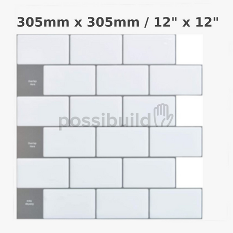 3D Tiles - Subway White with Grey